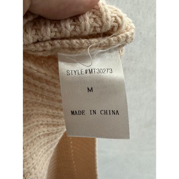 Mello Size Medium Sweater Turtle Neck Floral Embroidered Sleeves Knit Pink - Picture 8 of 9